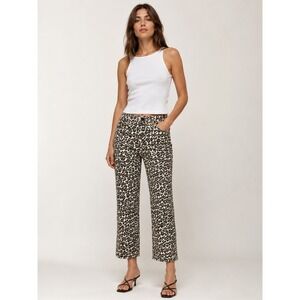 Zara Jeans Size 8 Leopard Print Cropped Straight Leg Animal Print Mob Wife